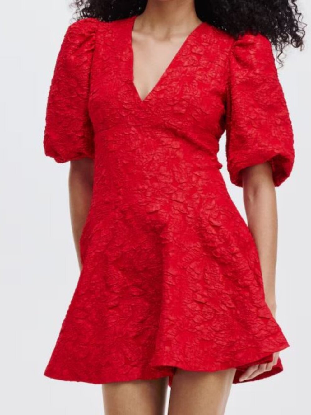 NWOT H&M Red Puff-Sleeved Dress - Size Large